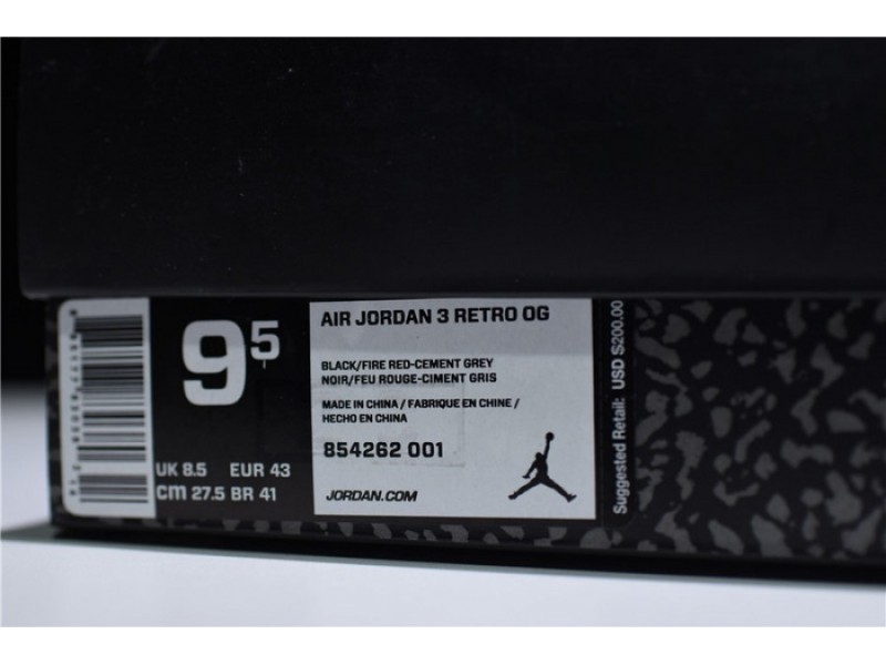 Air Jordan 3 “Black Cement” 854262-001 