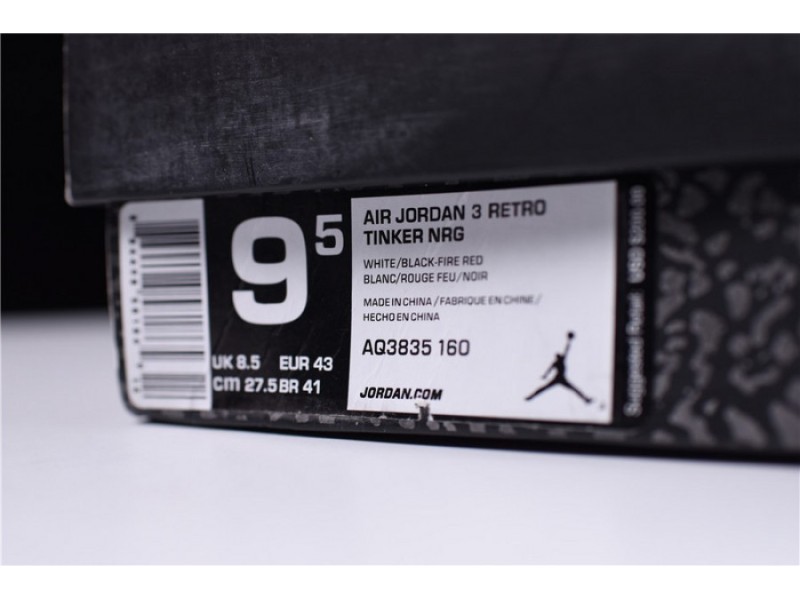 Air Jordan 3 Retro NRG Tinker Fire Red mens AQ3835-160