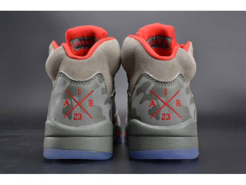 Bape x Air Jordan 5 Trophy Room“Camo” university red mens 136027-051 