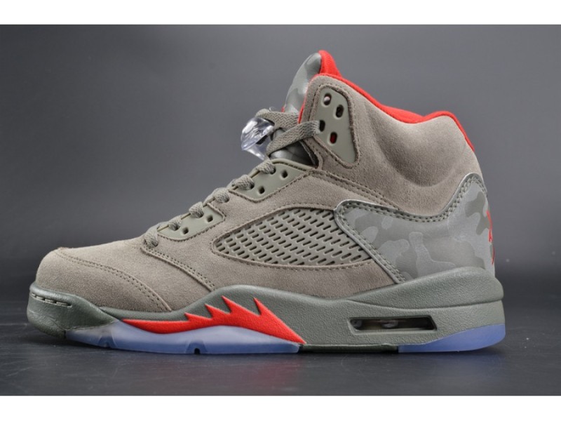 Bape x Air Jordan 5 Trophy Room“Camo” university red mens 136027-051 