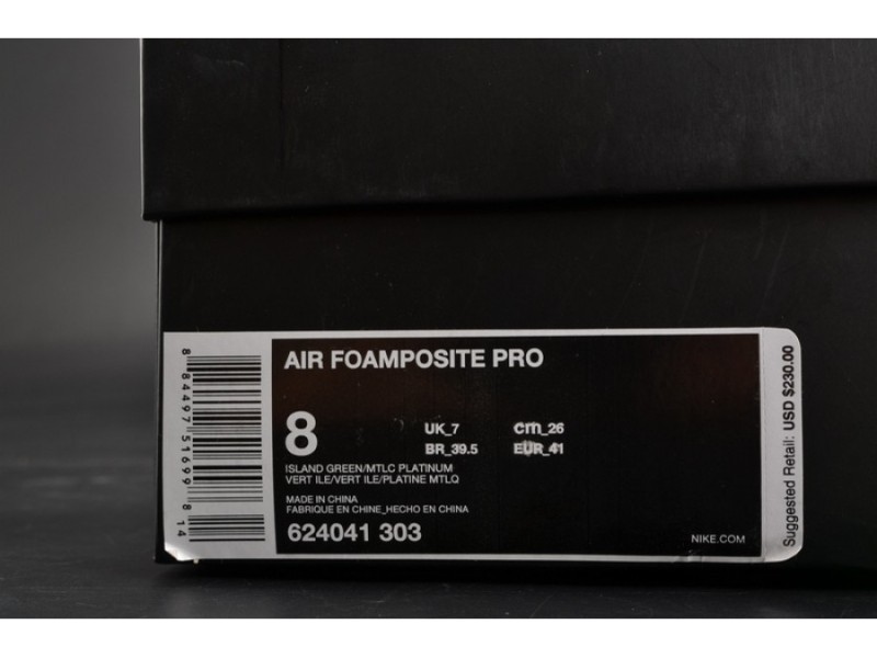 Nike Air Foamposite Pro “Island Green” Metallic Platinum mens 624041-303