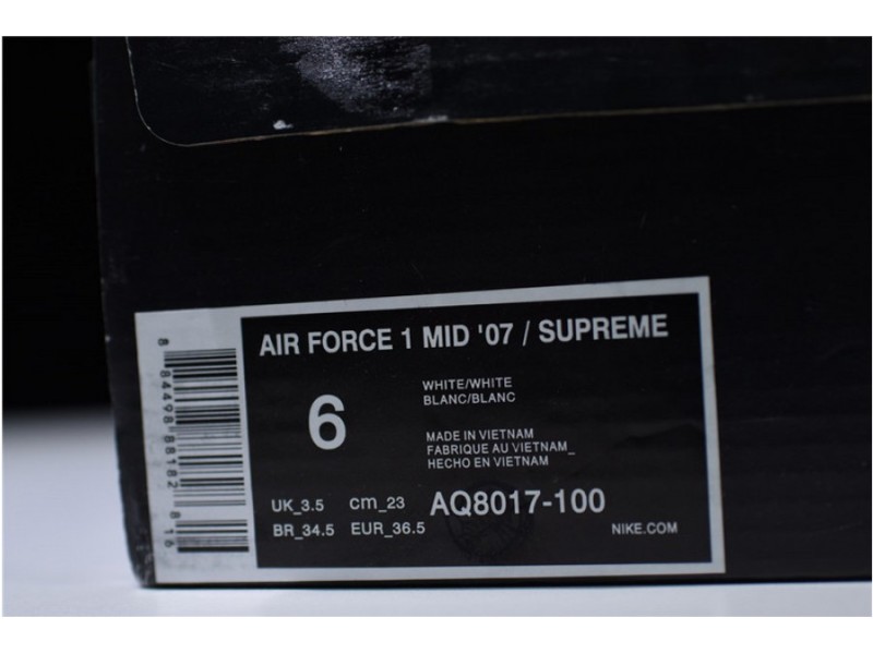 Nike Air Force 1 Mid '07 x SUPREME NBA White AQ8017-101