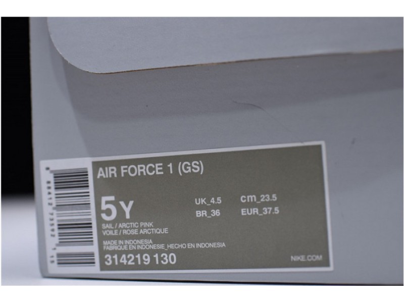 Nike Air Force One 1 Low Sail Artic Pink Satin GS Womens 314219-130