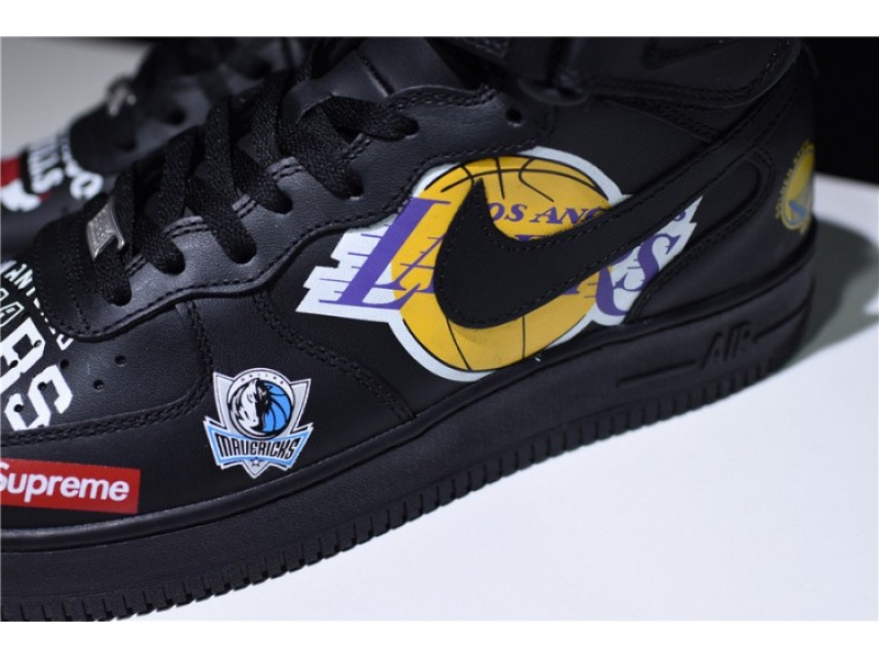 SUPREME x NBA Air Force 1 Mid '07 White Black teams AQ8017-011