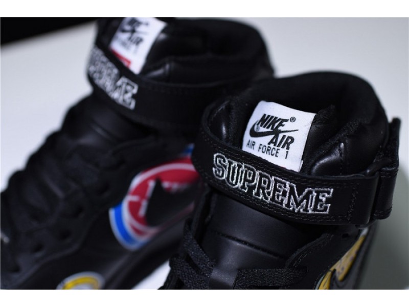 SUPREME x NBA Air Force 1 Mid '07 White Black teams AQ8017-011