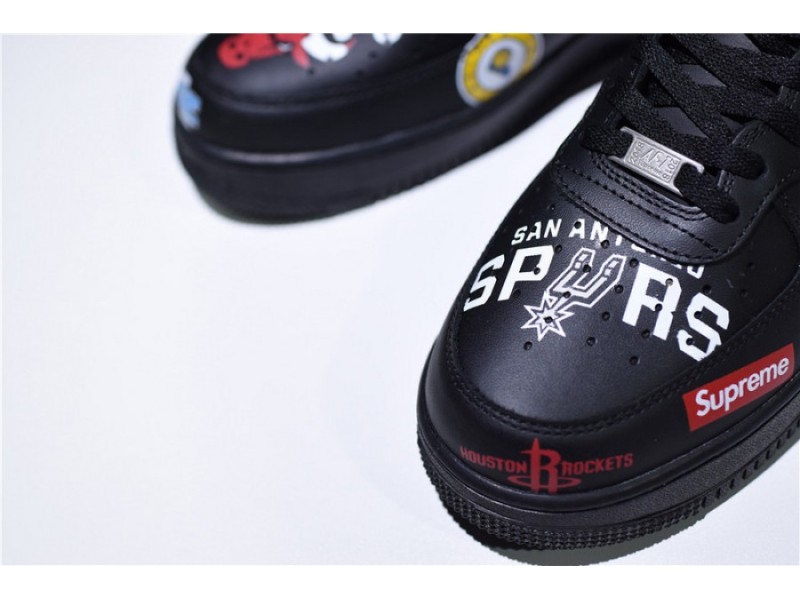 SUPREME x NBA Air Force 1 Mid '07 White Black teams AQ8017-011